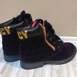 Juicy couture velvet combat boots